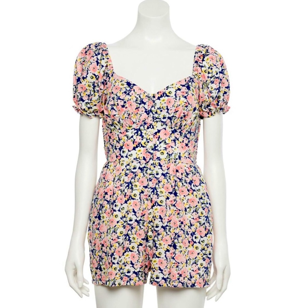NWT Womens Lily Rose Pink Floral Romper: Size XL